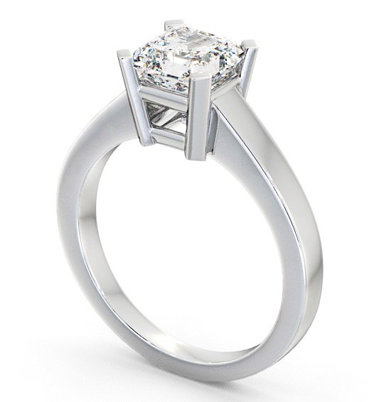 Asscher Diamond Box Setting Engagement Ring 18K White Gold Solitaire ENAS5_WG_THUMB1