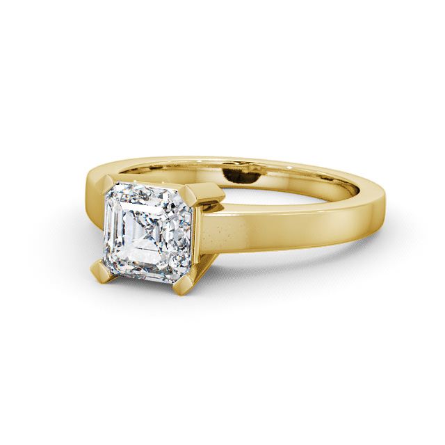 Asscher Diamond Engagement Ring 18K Yellow Gold Solitaire - Kielder ENAS5_YG_FLAT