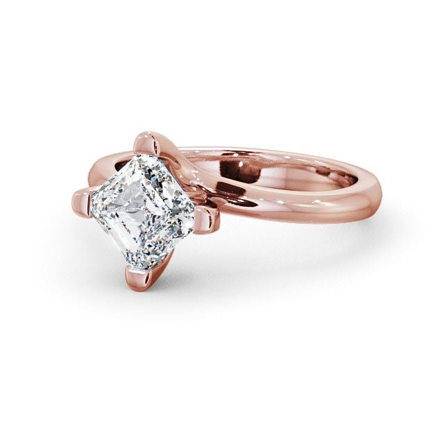 Asscher Diamond Engagement Ring 9K Rose Gold Solitaire - Saul ENAS6_RG_FLAT