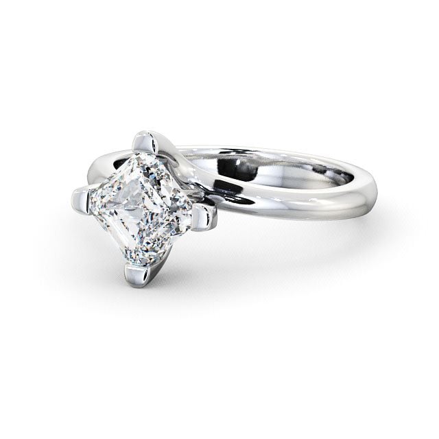 Asscher Diamond Engagement Ring Platinum Solitaire - Saul ENAS6_WG_FLAT