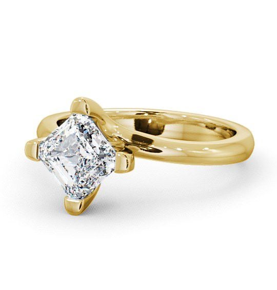 Asscher Diamond Rotated Head Engagement Ring 9K Yellow Gold Solitaire ENAS6_YG_THUMB2 