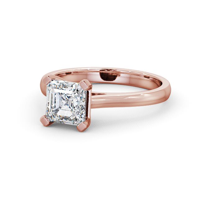 Asscher Diamond Engagement Ring 9K Rose Gold Solitaire - Arean ENAS7_RG_FLAT