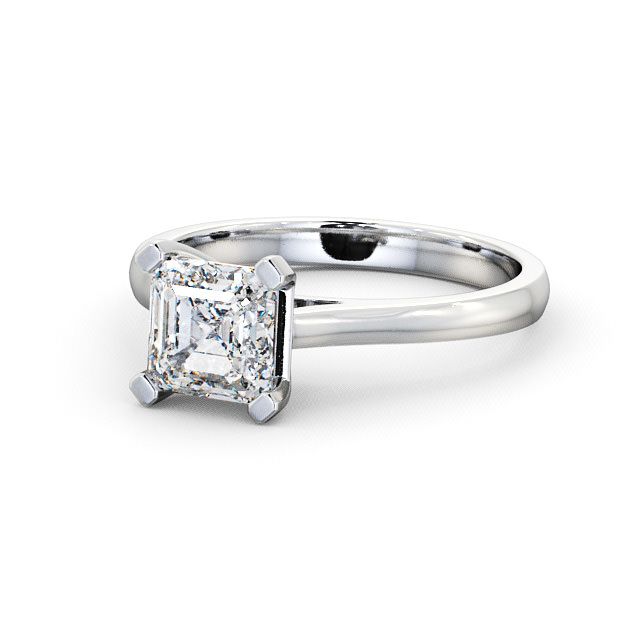 Asscher Diamond Engagement Ring Platinum Solitaire - Arean ENAS7_WG_FLAT