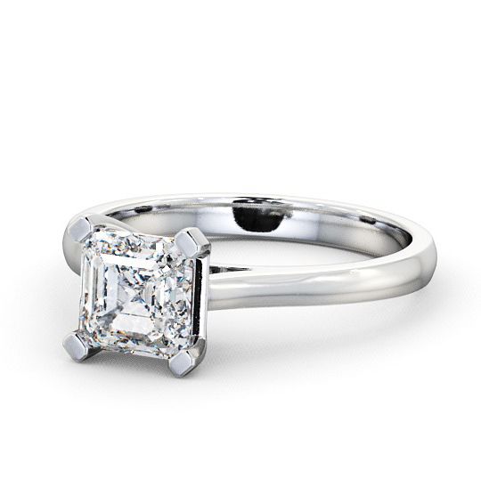 Asscher Diamond Classic Style Engagement Ring Platinum Solitaire ENAS7_WG_THUMB2 