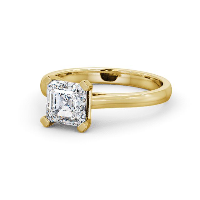 Asscher Diamond Engagement Ring 18K Yellow Gold Solitaire - Arean ENAS7_YG_FLAT