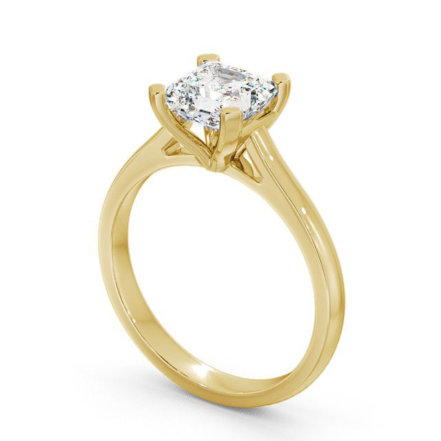 Asscher Diamond Engagement Ring 9K Yellow Gold Solitaire - Arean ENAS7_YG_SIDE