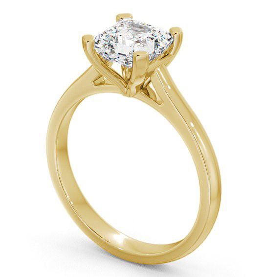 Asscher Diamond Classic Style Engagement Ring 18K Yellow Gold Solitaire ENAS7_YG_THUMB1