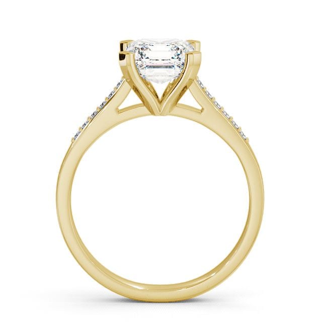 Asscher Diamond Engagement Ring 18K Yellow Gold Solitaire With Side Stones - Adby ENAS7S_YG_UP