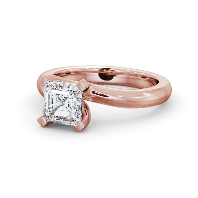 Asscher Diamond Engagement Ring 9K Rose Gold Solitaire - Carew ENAS8_RG_FLAT