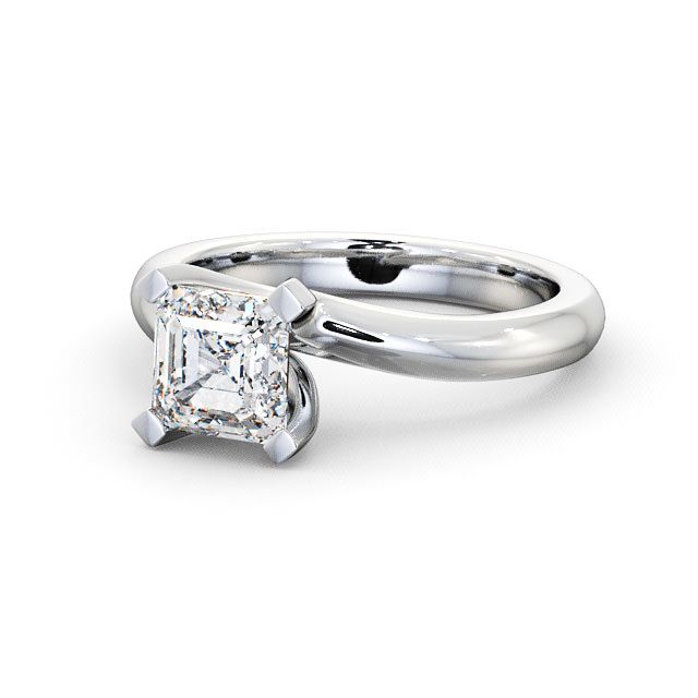 Asscher Diamond Engagement Ring Platinum Solitaire - Carew ENAS8_WG_FLAT