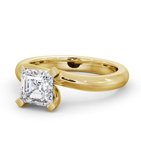 Asscher Diamond Sweeping Prongs Engagement Ring 9K Yellow Gold Solitaire ENAS8_YG_THUMB2 