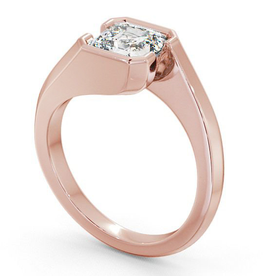 Asscher Diamond Bezel Tension Style Engagement Ring 18K Rose Gold Solitaire ENAS9_RG_THUMB1