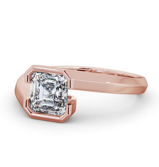 Asscher Diamond Bezel Tension Style Engagement Ring 9K Rose Gold Solitaire ENAS9_RG_THUMB2 