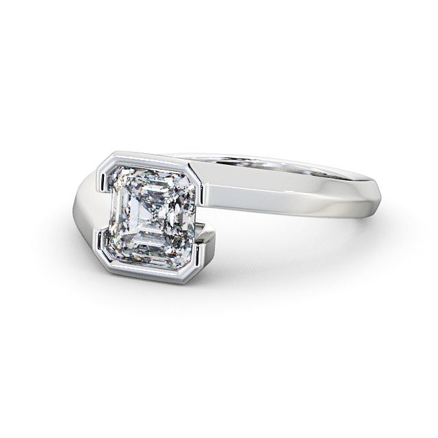 Asscher Diamond Engagement Ring Platinum Solitaire - Beaufort ENAS9_WG_FLAT
