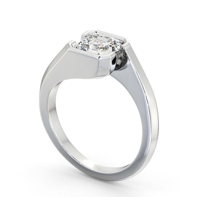 Asscher Diamond Engagement Ring 18K White Gold Solitaire - Beaufort ENAS9_WG_SIDE
