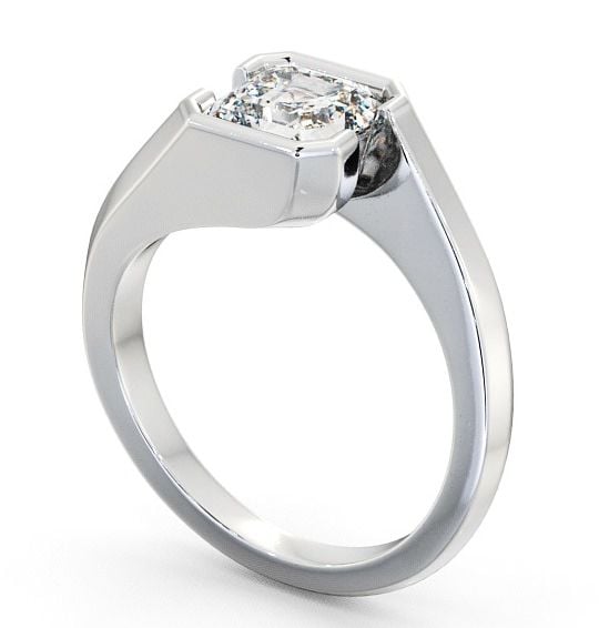 Asscher Diamond Bezel Tension Style Engagement Ring 9K White Gold Solitaire ENAS9_WG_THUMB1