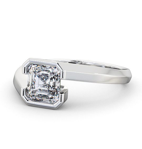 Asscher Diamond Bezel Tension Style Engagement Ring 18K White Gold Solitaire ENAS9_WG_THUMB2 