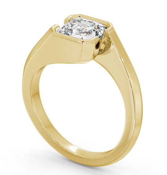 Asscher Diamond Bezel Tension Style Engagement Ring 18K Yellow Gold Solitaire ENAS9_YG_THUMB1