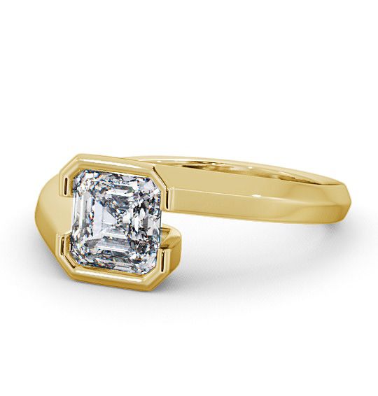 Asscher Diamond Bezel Tension Style Engagement Ring 9K Yellow Gold Solitaire ENAS9_YG_THUMB2 