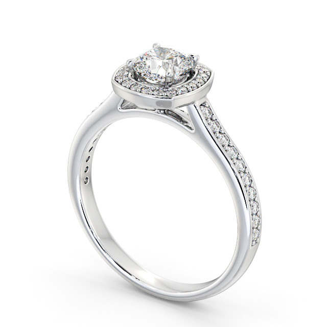 Halo Cushion Diamond Engagement Ring 18K White Gold - Batilly
