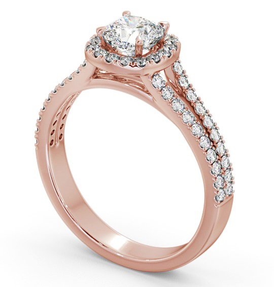 Halo Cushion Diamond Split Band Engagement Ring 18K Rose Gold ENCU11_RG_THUMB1