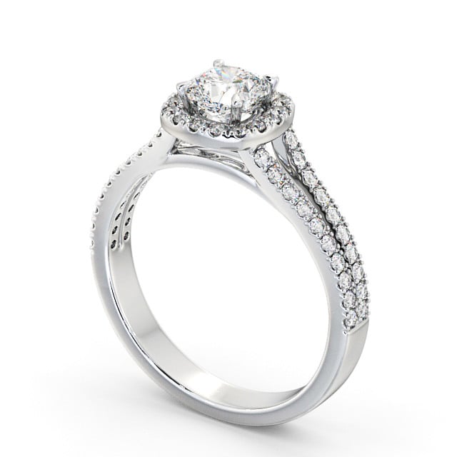 Halo Cushion Diamond Engagement Ring 18K White Gold - Francine ENCU11_WG_SIDE