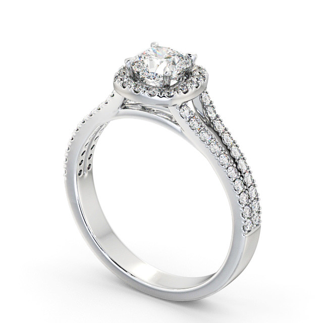 Halo Cushion Diamond Engagement Ring 9K White Gold - Francine ENCU11_WG_SIDE