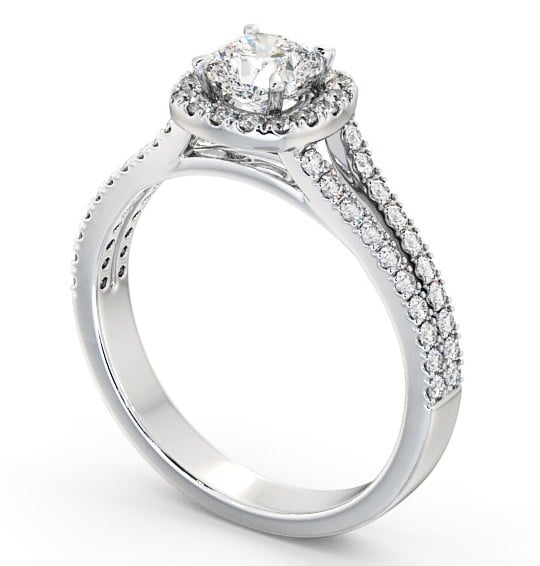 Halo Cushion Diamond Split Band Engagement Ring 9K White Gold ENCU11_WG_THUMB1