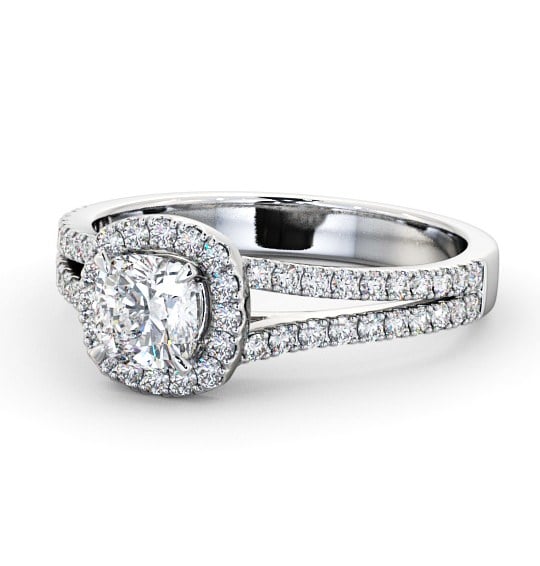 Halo Cushion Diamond Split Band Engagement Ring 18K White Gold ENCU11_WG_THUMB2 