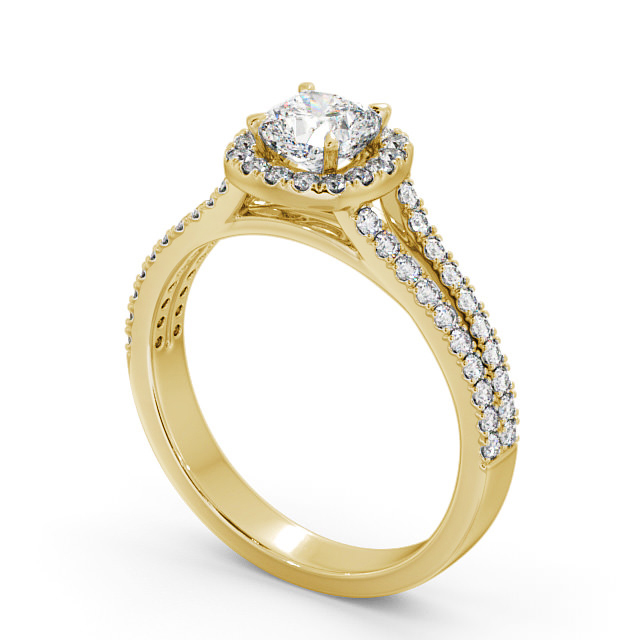 Halo Cushion Diamond Engagement Ring 9K Yellow Gold - Francine ENCU11_YG_SIDE