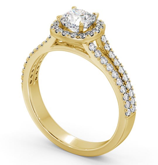  Halo Cushion Diamond Engagement Ring 18K Yellow Gold - Francine ENCU11_YG_THUMB1 