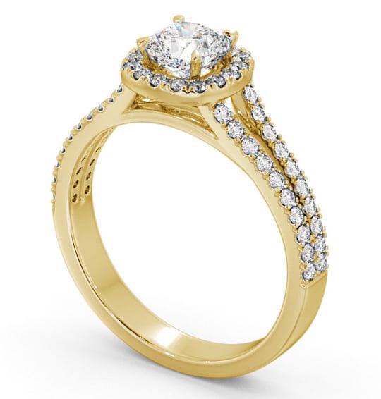 Halo Cushion Diamond Split Band Engagement Ring 18K Yellow Gold ENCU11_YG_THUMB1