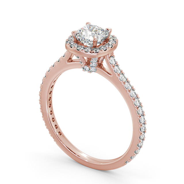 Halo Cushion Diamond Engagement Ring 18K Rose Gold - Ashdon ENCU12_RG_SIDE