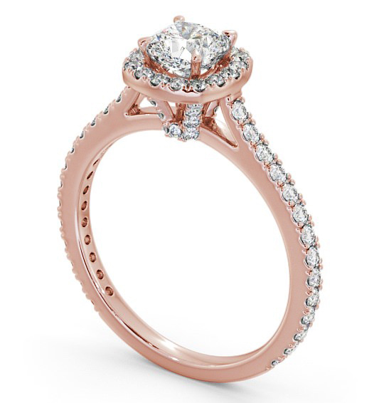 Halo Cushion Diamond Engagement Ring with Diamond Set Supports 18K Rose Gold ENCU12_RG_THUMB1