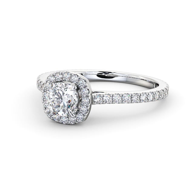 Halo Cushion Diamond Engagement Ring 18K White Gold - Ashdon ENCU12_WG_FLAT