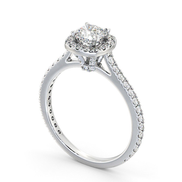 Halo Cushion Diamond Engagement Ring 18K White Gold - Ashdon ENCU12_WG_SIDE