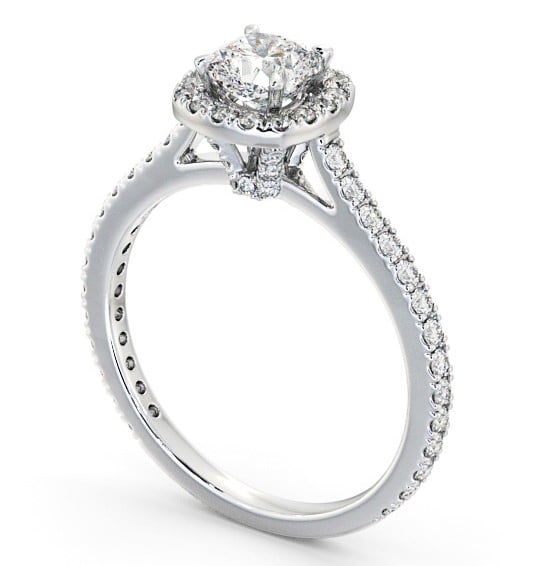 Halo Cushion Diamond Engagement Ring with Diamond Set Supports Platinum ENCU12_WG_THUMB1
