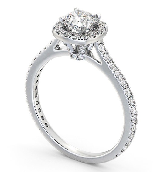 Halo Cushion Diamond Engagement Ring with Diamond Set Supports 18K White Gold ENCU12_WG_THUMB1