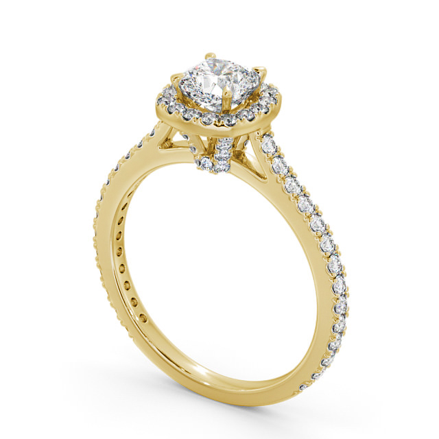 Halo Cushion Diamond Engagement Ring 9K Yellow Gold - Ashdon ENCU12_YG_SIDE