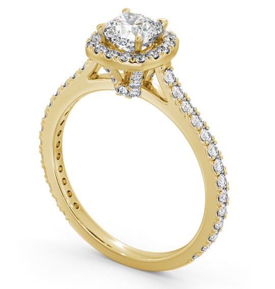 Halo Cushion Diamond Engagement Ring with Diamond Set Supports 9K Yellow Gold ENCU12_YG_THUMB1