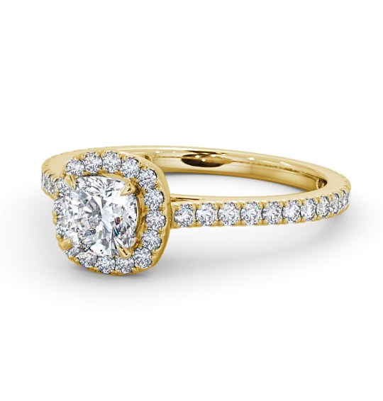 Halo Cushion Diamond Engagement Ring with Diamond Set Supports 18K Yellow Gold ENCU12_YG_THUMB2 