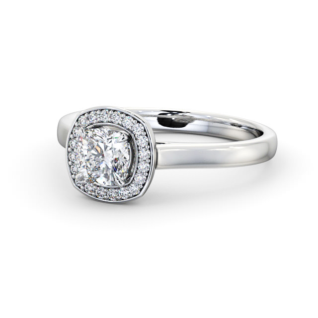 Halo Cushion Diamond Engagement Ring 9K White Gold - Patricia ENCU13_WG_FLAT