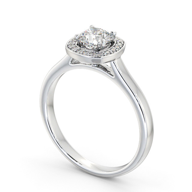 Halo Cushion Diamond Engagement Ring 18K White Gold - Patricia ENCU13_WG_SIDE