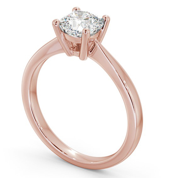 Cushion Diamond Tapered Band Engagement Ring 18K Rose Gold Solitaire ENCU14_RG_THUMB1