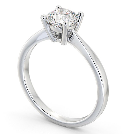Cushion Diamond Tapered Band Engagement Ring 18K White Gold Solitaire ENCU14_WG_THUMB1