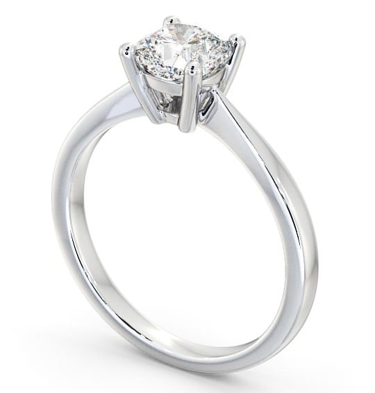 Cushion Diamond Tapered Band Engagement Ring 18K White Gold Solitaire ENCU14_WG_THUMB1 