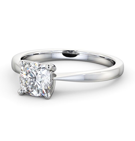 Cushion Diamond Tapered Band Engagement Ring 18K White Gold Solitaire ENCU14_WG_THUMB2 