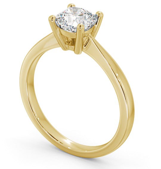 Cushion Diamond Tapered Band Engagement Ring 18K Yellow Gold Solitaire ENCU14_YG_THUMB1