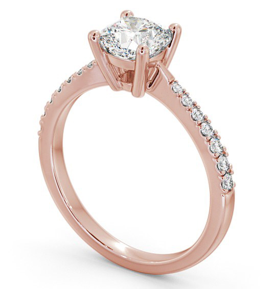 Cushion Diamond Tapered Band Engagement Ring 18K Rose Gold Solitaire with Channel Set Side Stones ENCU14S_RG_THUMB1 