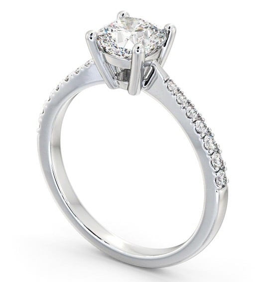 Cushion Diamond Tapered Band Engagement Ring 9K White Gold Solitaire with Channel Set Side Stones ENCU14S_WG_THUMB1